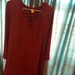 Old Navy Quarter sleeve, tie front dress, maroon